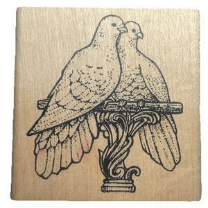 Stamp Oasis Vintage 1998 Wood Mounted Rubber Stamp 773G Doves Lovebirds Bird